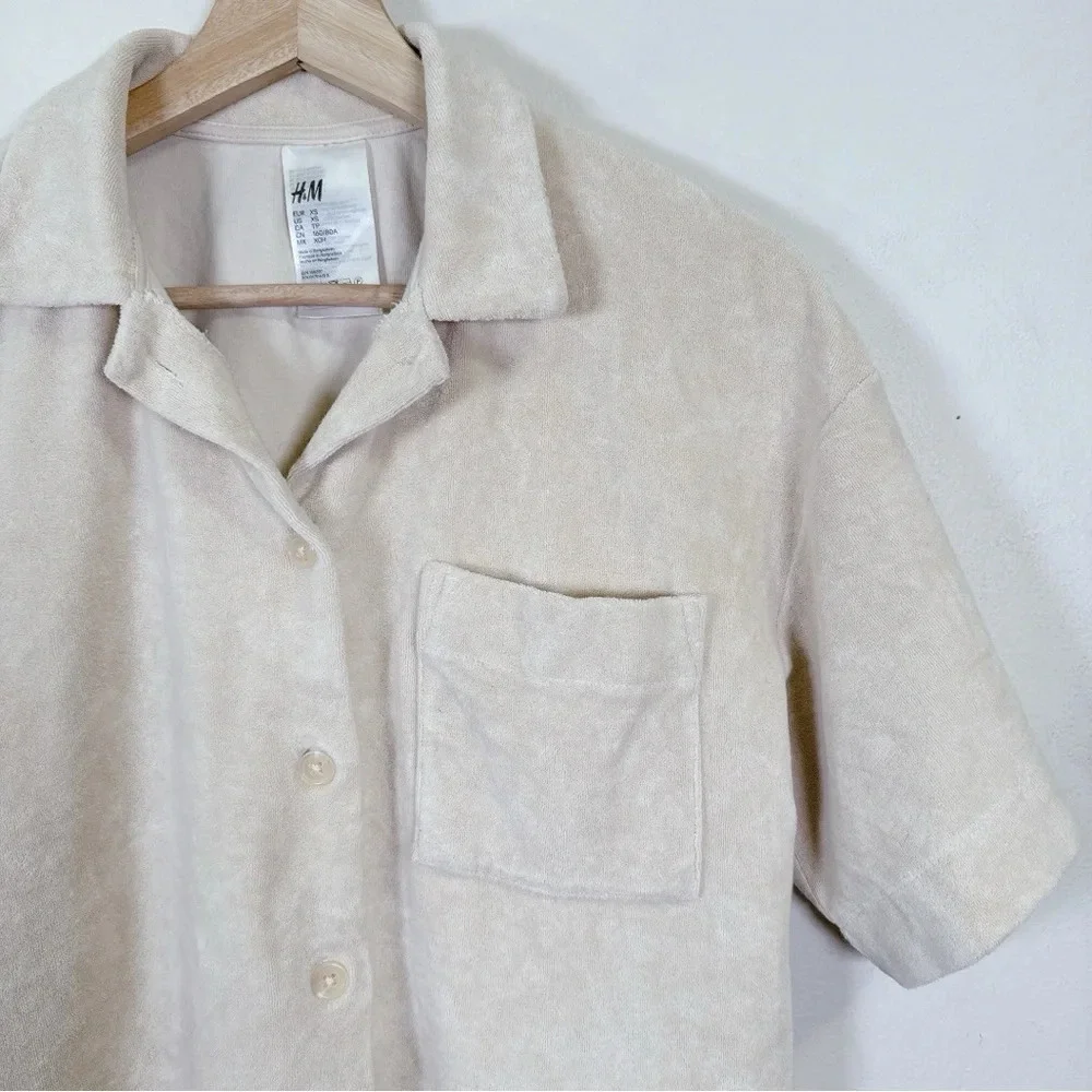 H&M Polo Pyjama Shirt In Beige Color